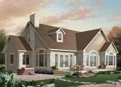 Traditional house plans 5-331 - front exterior, 2,037 sq ft, 4 bed, 2 bath house plans | Monster House Plans