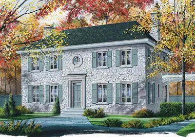 Colonial house plans 5-359 - front exterior, 2,663 sq ft, 3 bed, 2 bath house plans | Monster House Plans
