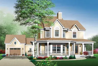 Country house plans 5-360 - front exterior, 1,898 sq ft, 3 bed, 2 bath house plans | Monster House Plans