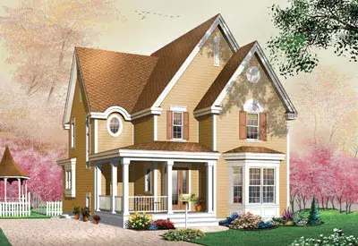 Farmhouse house plans 5-363 - front exterior, 1,744 sq ft, 3 bed, 1 bath house plans | Monster House Plans