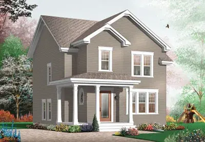 Traditional house plans 5-370 - front exterior, 1,533 sq ft, 3 bed, 1 bath house plans | Monster House Plans