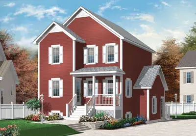 Traditional house plans 5-376 - front exterior, 1,346 sq ft, 3 bed, 1 bath house plans | Monster House Plans