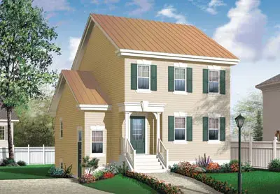 Colonial house plans 5-379 - front exterior, 1,530 sq ft, 3 bed, 1 bath house plans | Monster House Plans