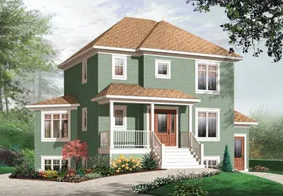 Traditional house plans 5-383 - front exterior, 1,656 sq ft, 3 bed, 1 bath house plans | Monster House Plans