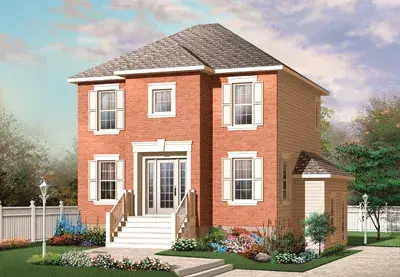 Colonial house plans 5-385 - front exterior, 1,344 sq ft, 3 bed, 1 bath house plans | Monster House Plans