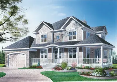 Country house plans 5-397 - front exterior, 2,292 sq ft, 3 bed, 2 bath house plans | Monster House Plans