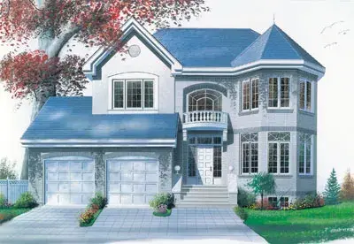 European house plans 5-430 - front exterior, 2,030 sq ft, 3 bed, 2 bath house plans | Monster House Plans