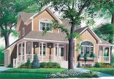 Country house plans 5-437 - front exterior, 2,283 sq ft, 3 bed, 2 bath house plans | Monster House Plans