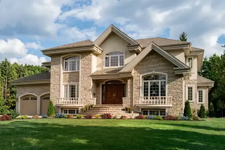 European house plans 5-442 - front exterior, 4,200 sq ft, 4 bed, 3 bath house plans | Monster House Plans