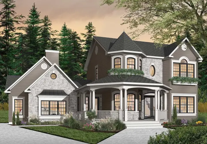 Country house plans 5-447 - front exterior, 2,265 sq ft, 4 bed, 3 bath house plans | Monster House Plans