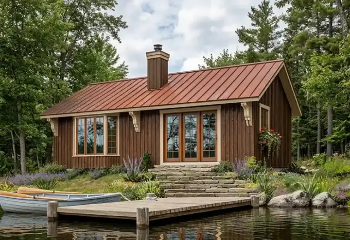 Cottage house plans 5-460 - front exterior, 874 sq ft, 2 bed, 1 bath house plans | Monster House Plans