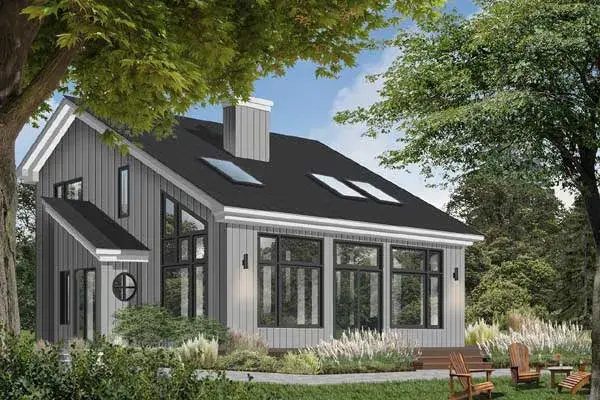 Contemporary house plans 5-469 - front exterior, 1,544 sq ft, 3 bed, 2 bath house plans | Monster House Plans