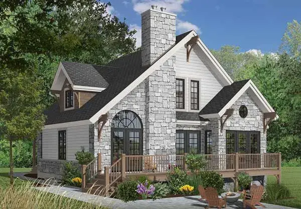 Cottage house plans 5-480 - front exterior, 1,625 sq ft, 3 bed, 2 bath house plans | Monster House Plans