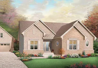 Traditional house plans 5-534 - front exterior, 1,462 sq ft, 3 bed, 1 bath house plans | Monster House Plans