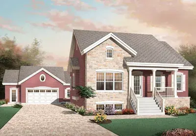 Traditional house plans 5-536 - front exterior, 1,234 sq ft, 2 bed, 1 bath house plans | Monster House Plans