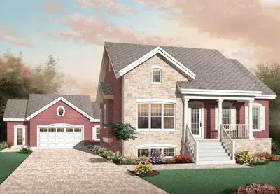 Traditional house plans 5-537 - front exterior, 1,309 sq ft, 3 bed, 1 bath house plans | Monster House Plans