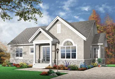 Traditional house plans 5-541 - front exterior, 1,124 sq ft, 3 bed, 1 bath house plans | Monster House Plans