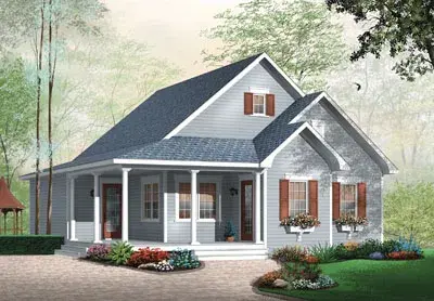 Country house plans 5-542 - front exterior, 1,184 sq ft, 2 bed, 1 bath house plans | Monster House Plans