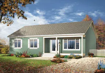 Traditional house plans 5-543 - front exterior, 1,180 sq ft, 3 bed, 1 bath house plans | Monster House Plans