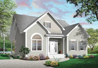 Traditional house plans 5-545 - front exterior, 1,384 sq ft, 3 bed, 1 bath house plans | Monster House Plans