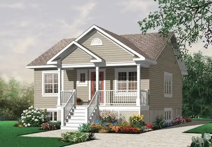 Traditional house plans 5-549 - front exterior, 870 sq ft, 2 bed, 1 bath house plans | Monster House Plans
