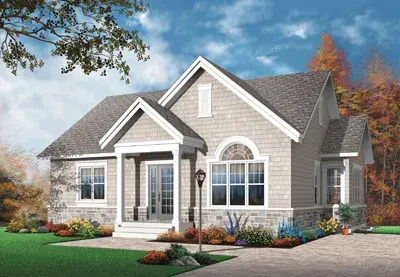 Traditional house plans 5-550 - front exterior, 1,068 sq ft, 2 bed, 1 bath house plans | Monster House Plans
