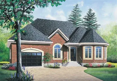 Traditional house plans 5-552 - front exterior, 1,127 sq ft, 2 bed, 1 bath house plans | Monster House Plans