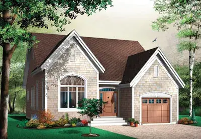 Traditional house plans 5-561 - front exterior, 1,299 sq ft, 2 bed, 1 bath house plans | Monster House Plans