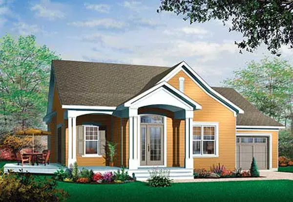 Country house plans 5-563 - front exterior, 1,452 sq ft, 2 bed, 2 bath house plans | Monster House Plans
