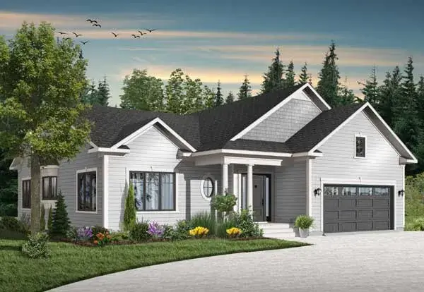 Traditional house plans 5-573 - front exterior, 1,828 sq ft, 3 bed, 2 bath house plans | Monster House Plans