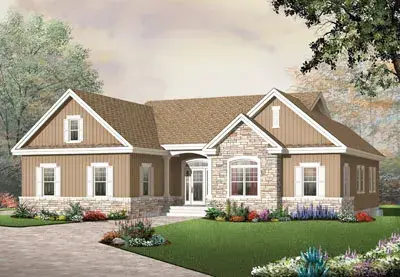Traditional house plans 5-576 - front exterior, 1,808 sq ft, 3 bed, 2 bath house plans | Monster House Plans