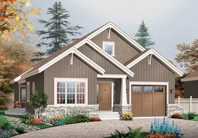 Bungalow house plans 5-577 - front exterior, 1,700 sq ft, 3 bed, 2 bath house plans | Monster House Plans