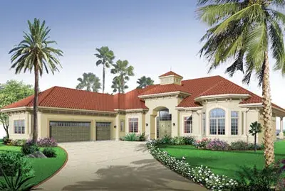 Florida house plans 5-581 - front exterior, 3,667 sq ft, 3 bed, 2 bath house plans | Monster House Plans