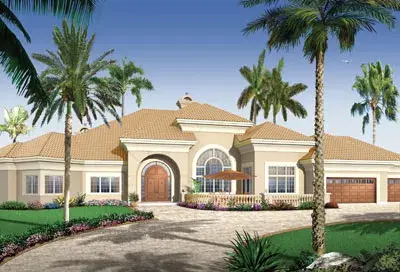 Florida house plans 5-582 - front exterior, 4,082 sq ft, 3 bed, 3 bath house plans | Monster House Plans