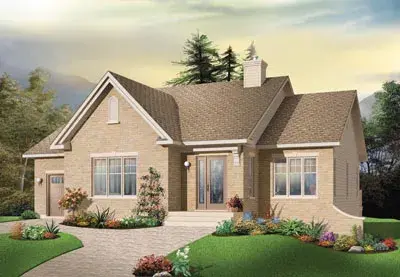 Traditional house plans 5-587 - front exterior, 1,236 sq ft, 2 bed, 1 bath house plans | Monster House Plans