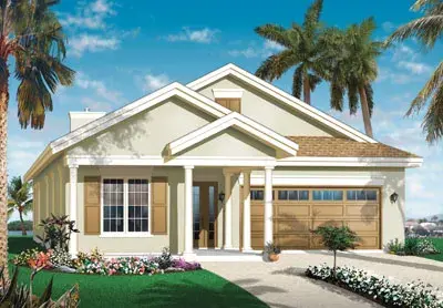 Sunbelt house plans 5-590 - front exterior, 1,779 sq ft, 3 bed, 2 bath house plans | Monster House Plans