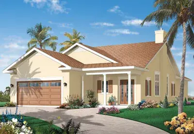 Southwest house plans 5-591 - front exterior, 1,838 sq ft, 3 bed, 2 bath house plans | Monster House Plans