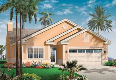 Southwest house plans 5-595 - front exterior, 2,122 sq ft, 3 bed, 2 bath house plans | Monster House Plans