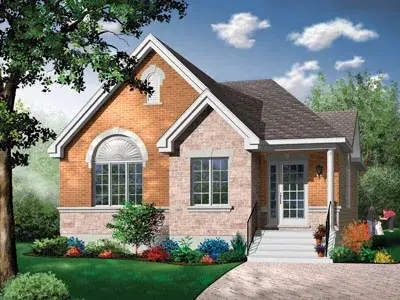 Traditional house plans 5-608 - front exterior, 1,433 sq ft, 4 bed, 1 bath house plans | Monster House Plans