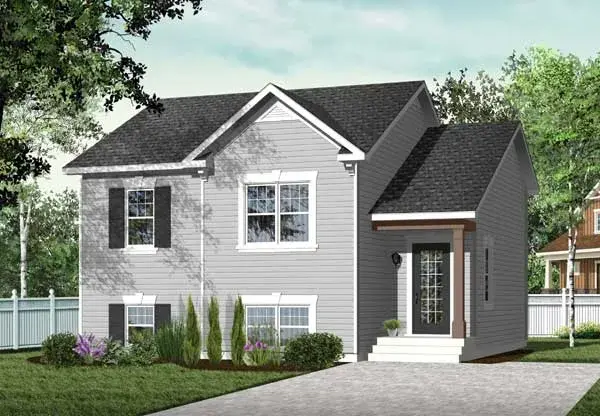 Traditional house plans 5-610 - front exterior, 850 sq ft, 2 bed, 1 bath house plans | Monster House Plans