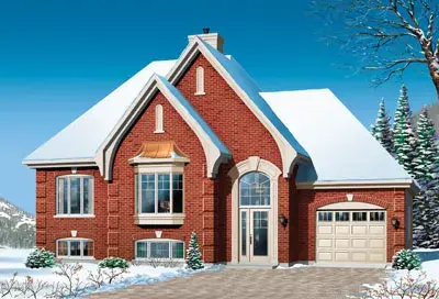European house plans 5-625 - front exterior, 1,129 sq ft, 2 bed, 1 bath house plans | Monster House Plans