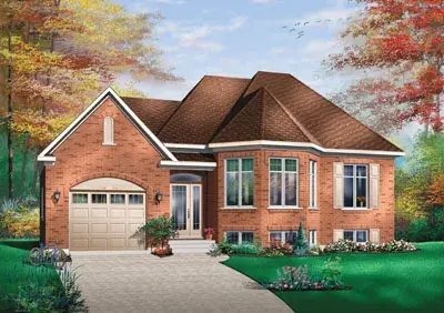 European house plans 5-626 - front exterior, 1,007 sq ft, 2 bed, 1 bath house plans | Monster House Plans