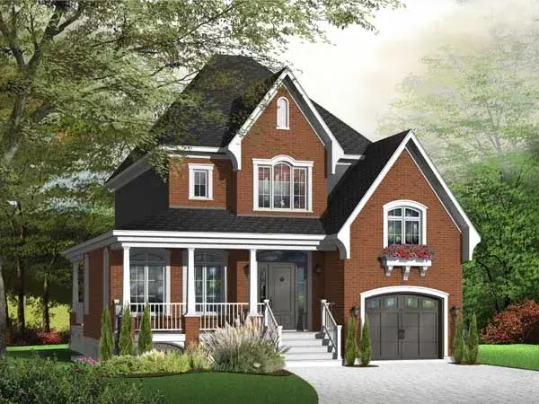 Country house plans 5-628 - front exterior, 1,864 sq ft, 3 bed, 1 bath house plans | Monster House Plans