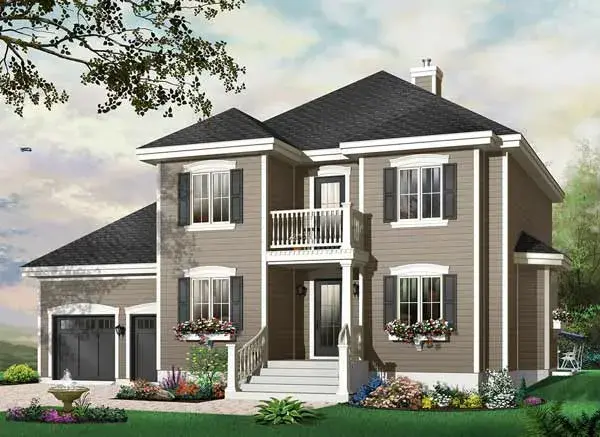 Early American house plans 5-639 - front exterior, 2,090 sq ft, 3 bed, 2 bath house plans | Monster House Plans