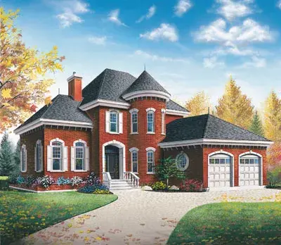 European house plans 5-640 - front exterior, 1,972 sq ft, 3 bed, 2 bath house plans | Monster House Plans