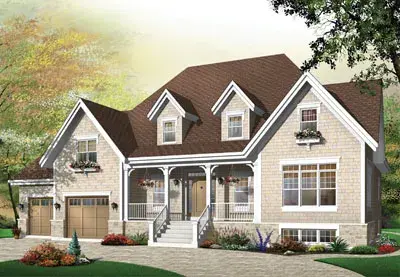 Country house plans 5-641 - front exterior, 3,068 sq ft, 3 bed, 2 bath house plans | Monster House Plans