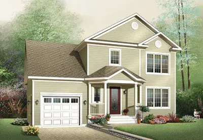 Traditional house plans 5-646 - front exterior, 1,465 sq ft, 3 bed, 1 bath house plans | Monster House Plans
