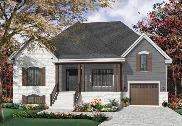 Country house plans 5-657 - front exterior, 1,519 sq ft, 2 bed, 1 bath house plans | Monster House Plans