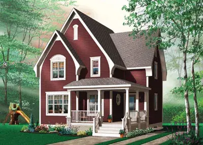 Country house plans 5-661 - front exterior, 1,322 sq ft, 2 bed, 1 bath house plans | Monster House Plans