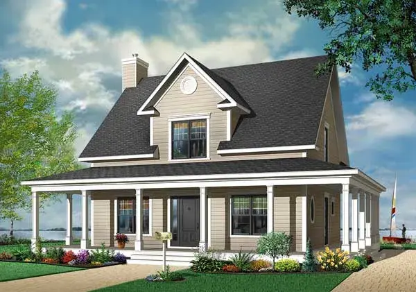 Country house plans 5-663 - front exterior, 1,841 sq ft, 3 bed, 1 bath house plans | Monster House Plans